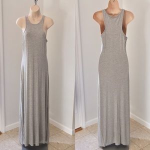 NEW MAXI DRESS CASUAL STRETCHY RACER BACK GRAY NWT